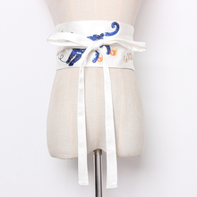Women's runway fashion embroidery satin Cummerbunds female vintage Dress Corsets Waistband Belts decoration wide belt R1265 2024 - buy cheap