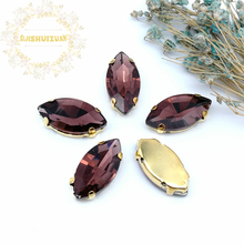 Classic style Wine red horse eye shape Glass Crystal sew on rhinestones with gold claw Diy shose Free shipping 2024 - buy cheap
