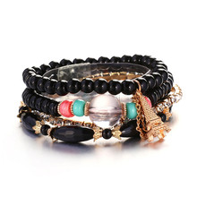 MINHIN Bohemian Charm Beads Bracelets For Women Ethnic Boho Tassel Multilayer Crystal Bracelet Wristband Wedding Jewelry 2024 - buy cheap