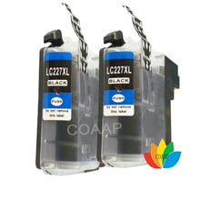 Cartucho de tinta preto para impressora brother lc 227, 2 compatíveis com display j4620dw j5320dw j5620dw j5625dw j5720d j680dw 2024 - compre barato