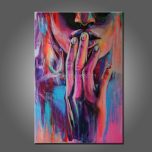 New Design Dark Colors Abstract Art Hand-Painted Portrait Oil Painting On Canvas Handmade Lady Hand With Sexy Lips Oil Paintings 2024 - buy cheap
