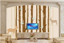 Papel tapiz 3D personalizado para pared de pared, papel tapiz de bosque de ciervo abstracto Simple, sala de estar, sofá, pared de TV, paisaje de habitación 2024 - compra barato