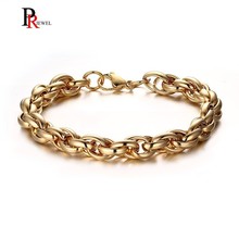 Stylish 9MM Rolo Chain Bracelets for Men Gold Tone Stainless Steel pulseira masculina 9.05" 2024 - buy cheap