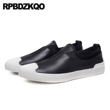 High Quality Slip On Spring 2021 Comfort Genuine Leather Men Casual Slip-ons Shoes Real Cow Black And White Breathable Luxury 2022 - buy cheap