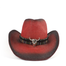 Women Men Straw Hollow Western Cowboy Hat Lady Red Bohemia Tassel Sombrero Hombre Beach Cowgirl Jazz Sun Hat Size 58CM 2024 - buy cheap