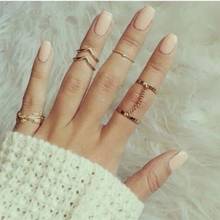 New Trendy Punk style Gold sliver Color Stacking midi Finger Knuckle rings Charm Leaf Ring Set for women Jewelry Gifts 2024 - buy cheap