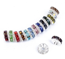 10mm 100pcs/lot white mixed multicolor v4534 glass Crystal Spacer Beads Lot loose round Metal silver Plated bracelet DIY making 2024 - buy cheap
