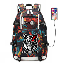 Mochila De Viaje a prueba de agua para mujer, bolsa de lona, mochila para portátil con carga por USB, Anime, Overlord, Fantasy Adventure 2024 - compra barato