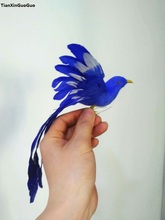 20x28cm blue feathers spreading wings bird hard model foam&feathers bird with long tail decoration prop,craft s1288 2024 - buy cheap