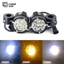 Faro LED para motocicleta, 3000K, 4300K, 6000K, lámpara auxiliar, accesorios para moto, 12V, luces delanteras DRL 2024 - compra barato