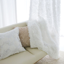 Cortinas de gasa de encaje blanco transparente para el hogar, visillo Pastoral coreano creativo 3D rosa, pantallas de ventana personalizadas para matrimonio, sala de estar y dormitorio 2024 - compra barato