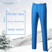 Мужские утепленные флисовые брюки для гольфа EVERIO, теплые облегающие дышащие брюки для гольфа в клетку для улицы, спортивная одежда для осени и зимы 2024 - купить недорого