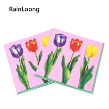 RainLoong-servilleta Floral rosa de papel, flores Para fiestas y decoración, suministro impreso, 33cm x 33cm, 1 paquete (20 unidades por paquete) 2024 - compra barato