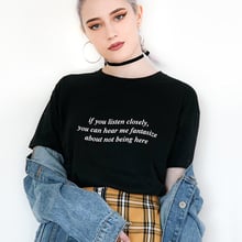 Camiseta negra a la moda de verano para mujer, camiseta "If You Listen close You Can Hear Me fantasyze", camiseta de los 90 "Grunge 2024 - compra barato