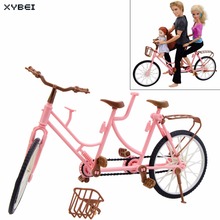 Bicicleta de plástico de alta qualidade, três assentos, rosa, destacável, brinquedos ao ar livre, acessórios diy para boneca barbie, casa de bonecas, brinquedo de criança 2024 - compre barato