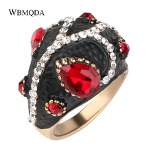 Anillo de dedo con patrón de mariquita grande para mujer, joyería Bohemia Vintage, único, cristal rojo, anillos de oro antiguo para regalo 2024 - compra barato