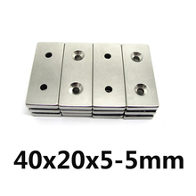 1pcs 40x20x5 mm hole 5mm N35 Strong Square NdFeB Rare Earth Magnet 40x20x5 mm 2hole 5mm 2024 - buy cheap