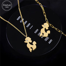 Aazuo-Colgante de perro y caniche de oro de 18K con Diamante Real, pulsera de cadena, collar de regalo para niños y mujeres Au750 2024 - compra barato