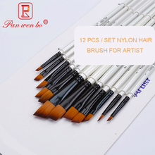 12 Pieces Mixed Size Oblique Head  Painting Brushes White Nylon Watercolor Brush Oil Painting Set  Painter Art Supplies 2024 - buy cheap