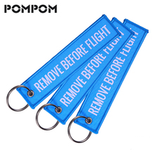 Remove Before Flight Woven Jacuqard keychains for Aviation Jewelry Special Luggage Tag Label Blue Keychain OEM Keychain Keyring 2024 - buy cheap