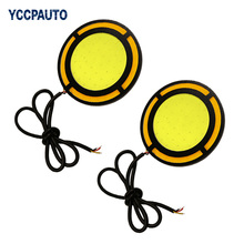 Yccpauto 2 lâmpadas led coloridas, luz branca + âmbar 73mm, redonda, cob, seta drl, 12v, 2 peças 2024 - compre barato