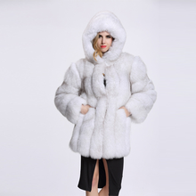 Abrigo de manga larga con capucha para mujer, chaqueta de gran imitación de piel de imitación, grueso, piel de zorro de abrigo, 4XL, 9 colores, Invierno 2024 - compra barato