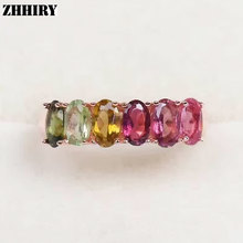 Women 100% Natural Tourmaline Gem Ring Genuine 925 Sterling Silver Color Stone Jewelry ZHHIRY 2024 - buy cheap