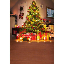 Indoor Party Photography Backdrops Christmas Tree Printed White Door Garland Candlelight Presents Family Kids Photo Backgrounds 2024 - buy cheap