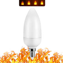 BREFILI креативные 2 режима светодиодные свечи, Пламенные огни E27 E26 E14 E12, огнеупорная лампа 3 Вт, Мерцающая эмуляционная декоративная лампа 2024 - купить недорого