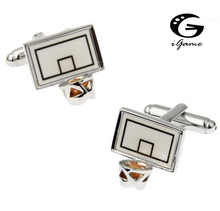 iGame New Basketball Stand Cuff Links Brass Material Novelty Sport Design Free Shipping 2024 - buy cheap
