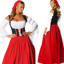 Lançamento vestido longo vermelho feminino plus size, fantasia de garçom oktoberfestival e cerveja 2024 - compre barato