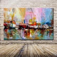 Mintura Wall Pictures Hand Painted Abstract Boats Oil Painting On Canvas Handmade Modern Pop Art For Living Room Home Decoration 2024 - buy cheap