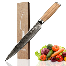SUNNECKO 8" Slicing Knife Damascus Steel Cutter Knives Japanese VG10 Razor Sharp Blade Original Wood Handle Chef Kitchen Knives 2024 - buy cheap