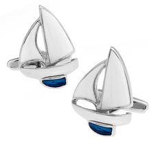 Factory Price Retail Designer Gifts for Men Enamel Cuff links Copper Material Blue Sailboat Design CuffLinks Free Shipping 2024 - buy cheap