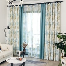 Curtains for Living Room Blue Stitching Rideaux Pour le Salon Window Curtain for Bedroom Kitchen Blackout Cortinas 2024 - buy cheap