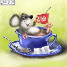 Full Square/Round Drill 5D DIY Diamond Painting "Mouse Has A Coffee Bath" 3D Embroidery Cross Stitch Mosaic Rhinestone Gifts 2024 - buy cheap