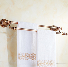 Bathroom accessories, Brass Material Luxury Rose Gold Finish Double Towel Bar&Towel Rack /  Marble Creative Design Style 2024 - compre barato