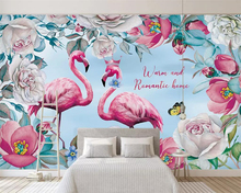 Beibehang-papel tapiz personalizado de estilo nórdico, pintado a mano con flamencos, flores, murales de fondo como de TV, decoración para el hogar, sala de estar y dormitorio, papel tapiz 3d 2024 - compra barato