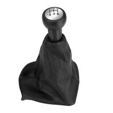 Black Chrome Leather Car 5 Speed Manual Gear Shift Stick Knob Dust-proof Cover Gaiter Boot Leather for Peugeot 207 307 406 2024 - купить недорого