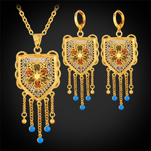 Indian Jewelry Earrings And Necklace Set Trendy Gold Color Vintage Tassel Drop Earrings Jewelry Sets For Women PE893 2024 - buy cheap