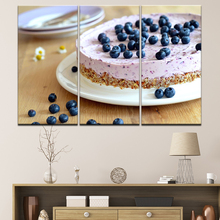 Canvas Painting Food blueberry-cake 3 Pieces Wall Art Painting Modular Wallpapers Poster Print for living room Home Decor 2024 - buy cheap