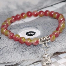 Pulsera para mujer Multicolor 6mm Natural piedras Jade cuentas campana colgante pulseras brazalete de la joyería de Diy 7,5 pulgadas B1912 2024 - compra barato