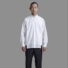 Camisa masculina de algodão 95% costura multicamadas irregular variando comprimentos moda manga longa preto branco camisas plus size vestuário 2024 - compre barato