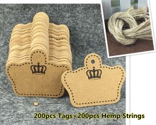 200PCS Crown Paper Tags Kraft Gift Tag Packaging Labels/Paper Cards DIY for Handmade cake/garment/Gift box/Jewelry with Strings 2024 - buy cheap