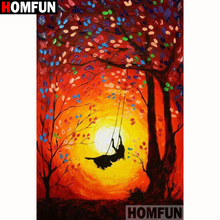 Homfun pintura completa quadrada/redonda 5d diy, pintura de diamante "pôr do sol", bordado, ponto cruz 5d, decoração para casa, presente a18239 2024 - compre barato