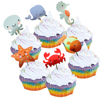 24pcs under the sea Cupcake Toppers Sea Animals Nautical appetizer pick for Baby Shower Kids Birthday Party Cake Decorations 2024 - buy cheap