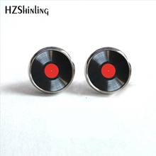 2017 New Arrival Vinyl Record Stud Earrings Round Jewelry Glass Dome CD Record Earrings Music Charms Wholesale HZ4 2024 - buy cheap