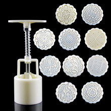 3D flores molde de mooncake 1 barril + 10 sellos de presión de la mano Fondant pastel molde para hornear DIY accesorios molde cortador de pastel 2024 - compra barato