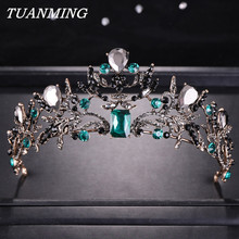 Vintage Green Crystal Crown And Tiaras Women Hair Accessories Bridal Ornaments Princess Pageant Crown Headdress 2024 - buy cheap