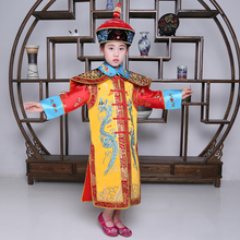 Vestido infantil hanfu chino tradicional para mujeres y niñas, trajes de Ropa amarilla en etapa de Reina, traje Tang, bata infantil + juegos de sombreros 2024 - compra barato
